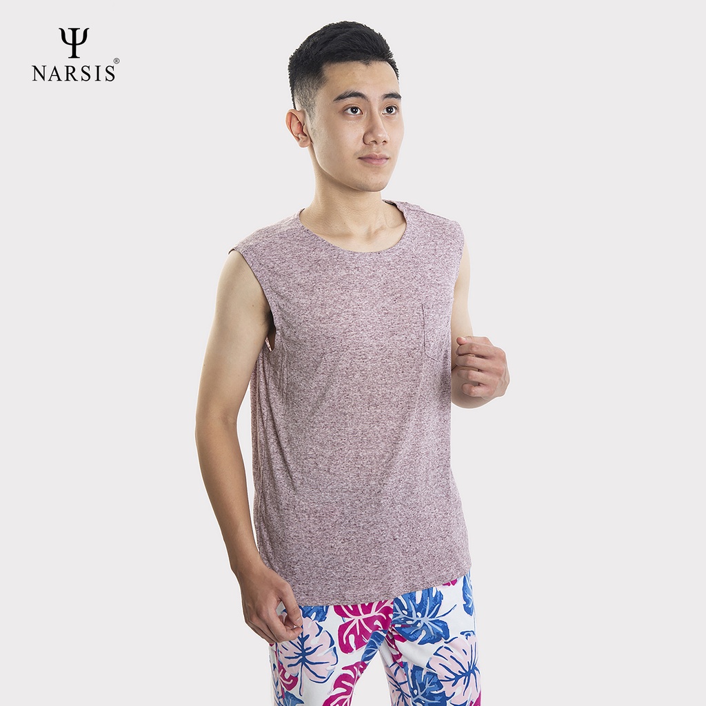 Áo sát nách nam Narsis D8040 cổ tròn màu mận chất liệu Cotton siêu mềm mại, thông thoáng, co giãn cực tốt