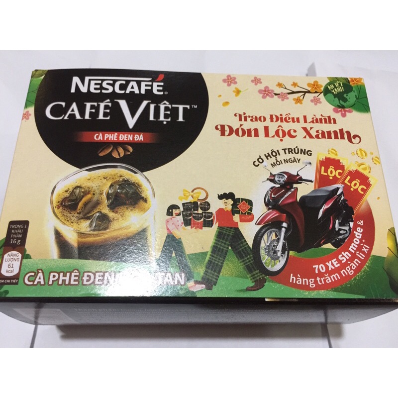 ( Mẫu xuân) Cà phê đen đá hòa tan Nescafe Việt ( 15 gói ×16g)