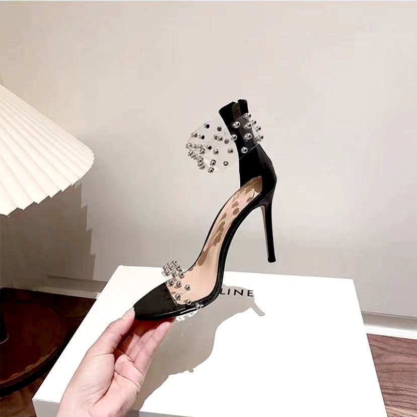 Giày Cao Gót Đính Đinh Tán Thiết Kế Mới Thời Trang Mùa Hè 2022 Dành Cho Nữ