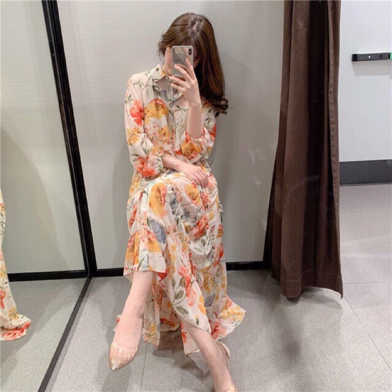 Đầm maxi vintage xinh đẹp Ảnh video thật