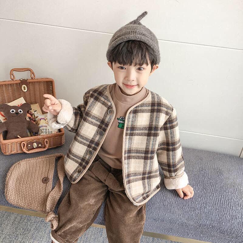 Áo khoác dạ kẻ hàn quốc