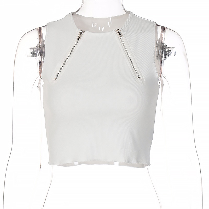 Áo Tank Top Cotton Cổ Thuyền Có Dây Kéo Gợi Cảm Cho Nữ D0310