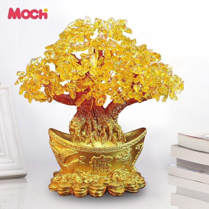 Cây phát tài giả đính thỏi vàng sang trọng cho trang trí