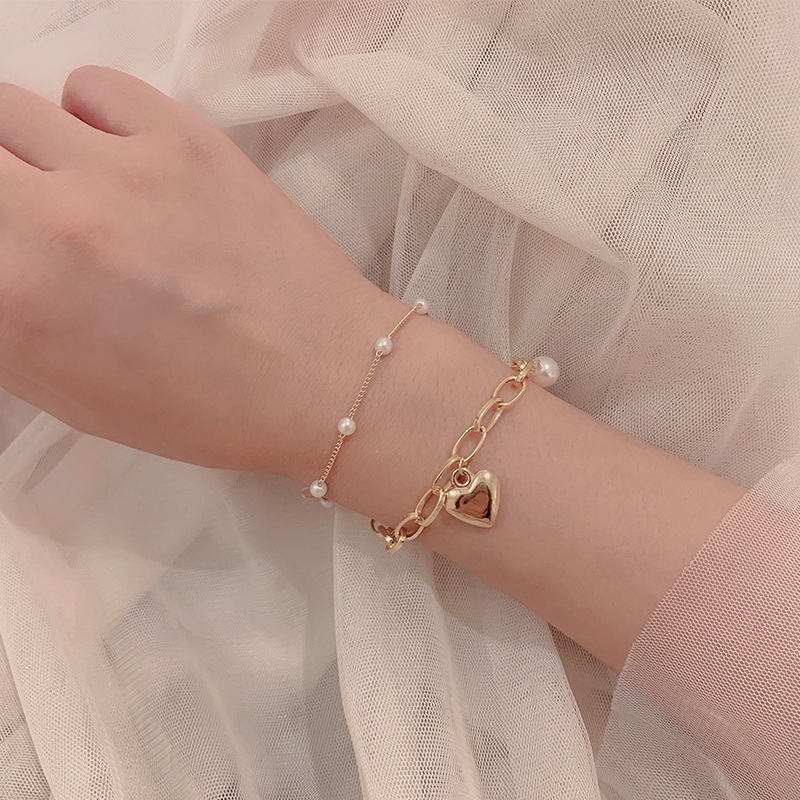 Vòng tay lolita siêu xinh trái tim hai dây mới nhất 2021 VT19
