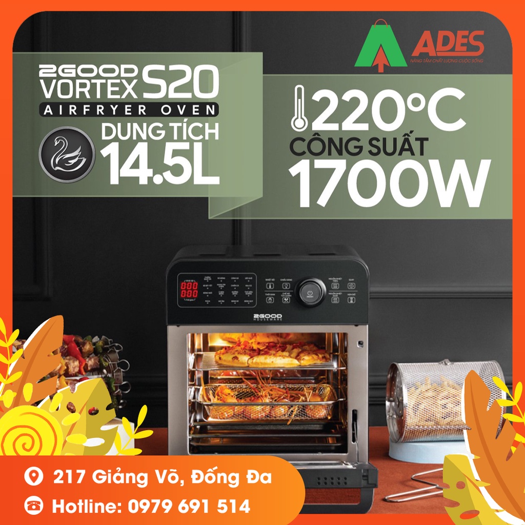 Nồi Chiên Không Dầu 2Good Vortex S20 - BẢO HÀNH CHÍNH HÃNG 12 THÁNG - KHÔNG RỈ - DUNG TÍCH LỚN