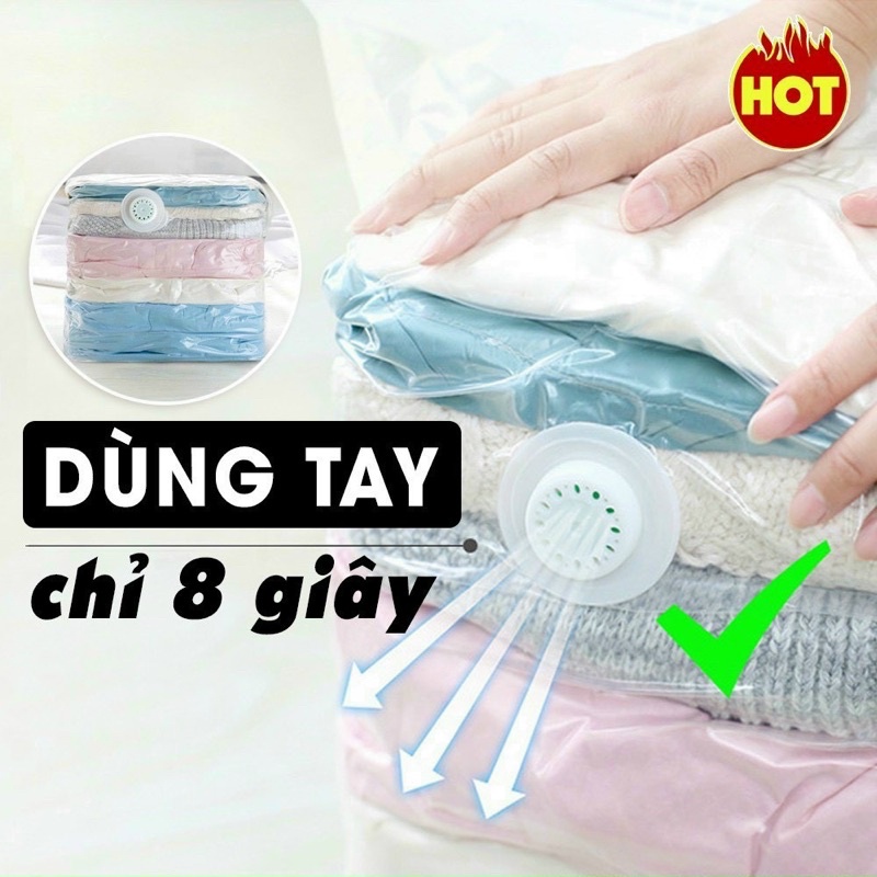 túi hút chân không dùng tay bảo quản chăn ga gối quần ao thú bông tiện lơi