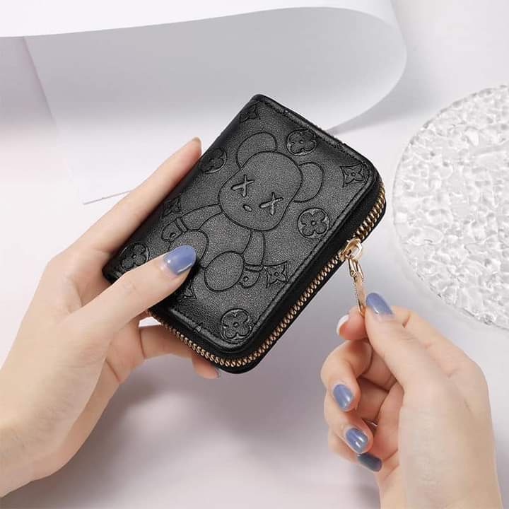 Ví ngắn nam nữ mini cầm tay nhỏ gọn dễ thương hình gấu bear rich cute nhiều ngăn bỏ túi thời trang cao cấp giá rẻ