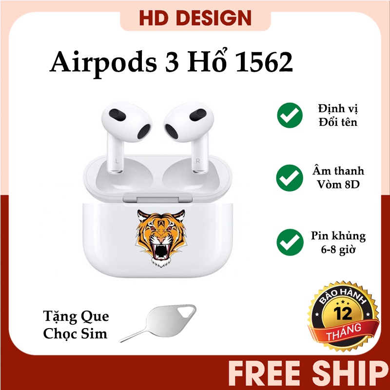Tai Nghe Bluetooth Không Dây AP3 Hổ Vằn -Âm Thanh Vòm 8D - Định Vị - Sạc Không Dây - Cảm Biến Cực Nhạy - Kháng Nước IPX5