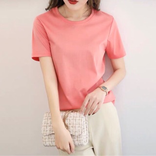 SOLHOUSE Áo thun nữ 100% cotton Nhật form chuẩn đẹp cổ tròn thích hợp mặc đi làm đi chơi kết hợp với quần tây, chân váy