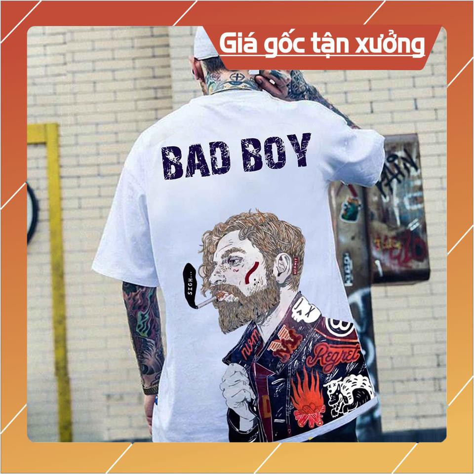 HOT- (Ảnh + Clip Thật) Áo Thun Tay Lỡ Unisex Phong Cách Bụi BAD BOY WEED Cao Cấp | Áo Tay Lỡ Nam Nữ Đẹp UN03