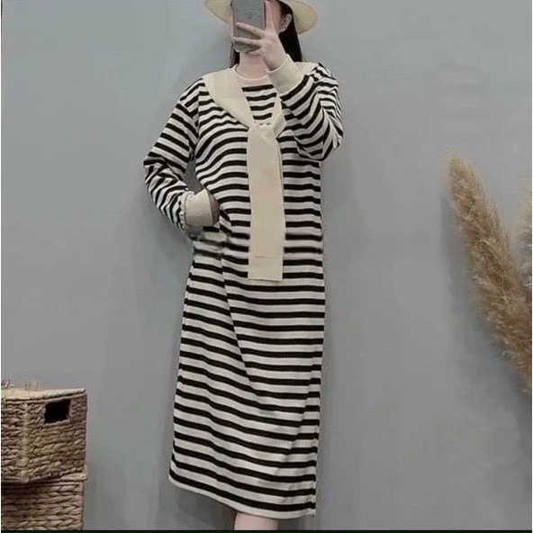 Đầm bầu - Váy mặc nhà -chất liệu cotton-mềm- mát -mịn ( váy xuông SỌC )