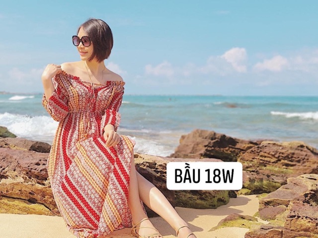 | HÀNG SẴN | Váy thổ cẩm boho vintage maxi đỏ dài