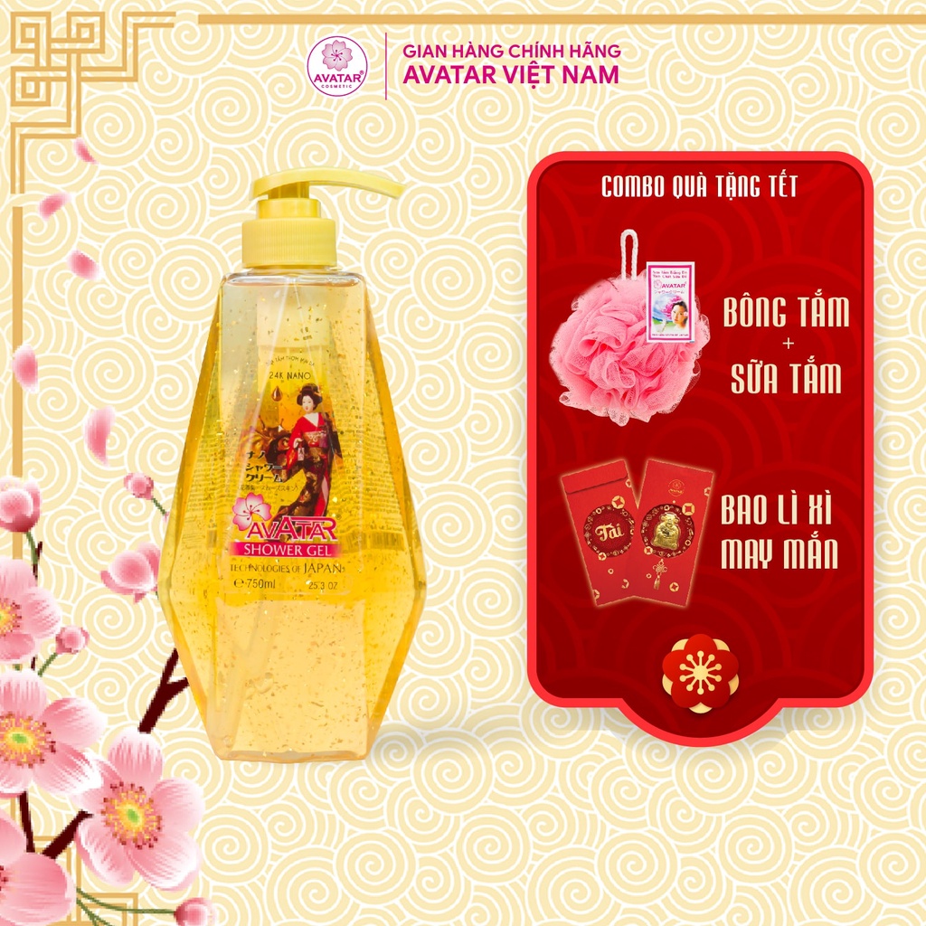 Sữa tắm hương nước hoa 24k Nano Avatar Công nghệ Nano cao cấp Nhật Bản chăm sóc làn da 750ml