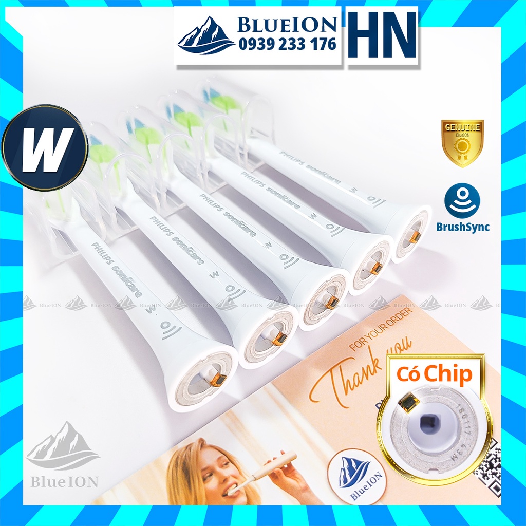 [COMBO] 5 Đầu bàn chải điện Philips Sonicare W DiamondClean màu trắng (Hàng Mỹ chính hãng)