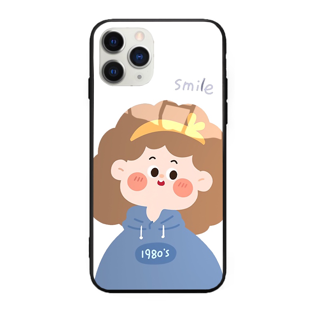 Ốp iphone kính cường lực Cặp đôi tóc xoăn 1980's cho 11/11pro/11promax/xsmax/xr/x/6/7/8/plus/12 pro max/13 pro max-k363