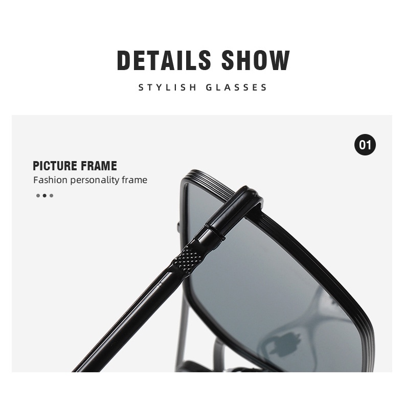 Kính Chống Nắng Gọng Vuông Kim Loại Phong Cách Retro Thời Trang Cho Nam COD