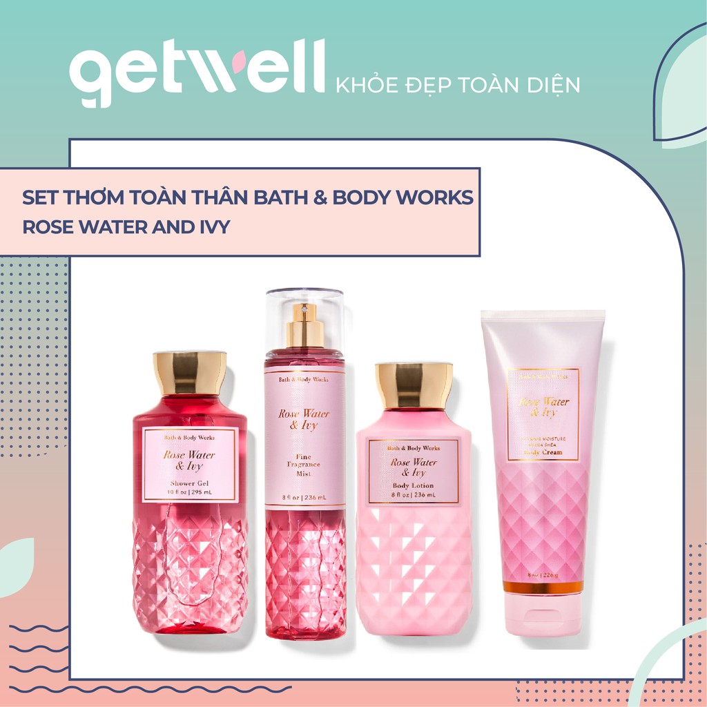 ROSE WATER & IVY | Sản Phẩm Tắm, Dưỡng, Xịt Thơm Toàn Thân Nến thơm phòng Bath & Body Works