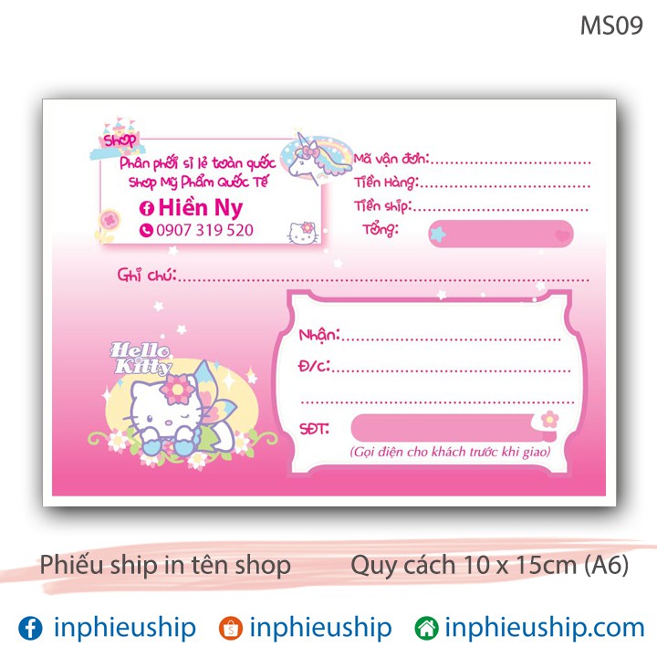 Phiếu giao hàng 400 tờ Hello Kitty