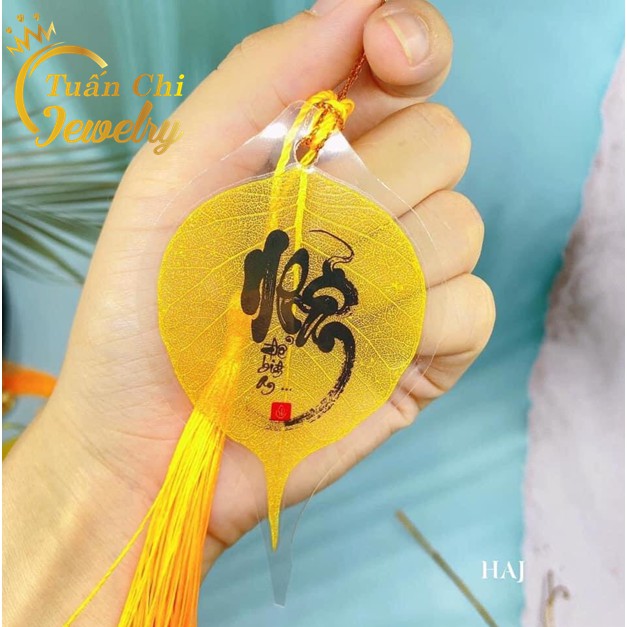 TẶNG BAO LIXI+ TUA VÀNG Lá Bồ Đề Tự Nhiên In Hình Phật Và Chữ Thư Pháp, Mang Lại Bình An, May Mắn