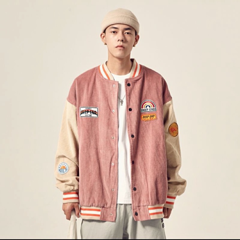 Áo Bomber/ Áo Khoác Nhung Tăm Cầu Vồng Deepend Cúc Bấm Nam Nữ - Hàng mới về