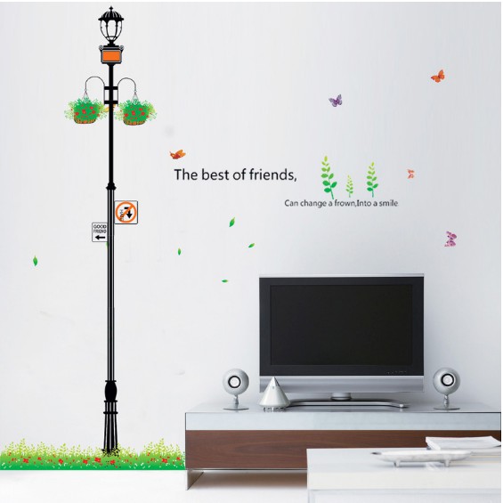 Decal trang trí Cây Đèn đường xanh