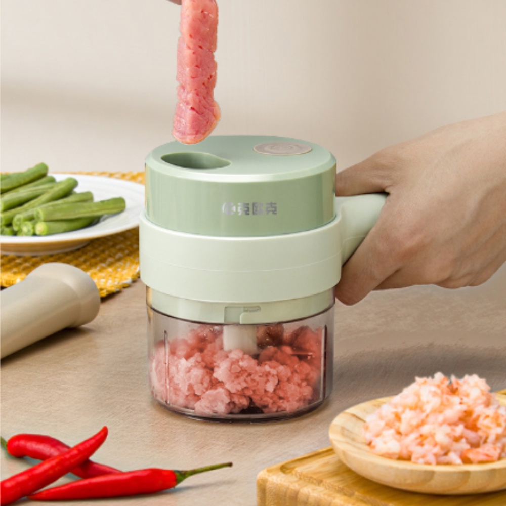 Máy Băm Rau Củ Qủa, Tỏi Ớt Cầm Tay, Máy Xay, Thái Tỏi Ớt Rau Củ Sử Dụng Pin Sạc Cổng USB Tiện Dụng