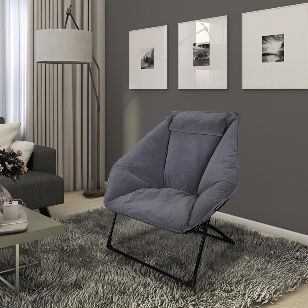 HomeBase FURDINI Ghế ngồi bằng vải Microfiber có thể gập nhỏ gọn W84xH86xD73cm màu xám
