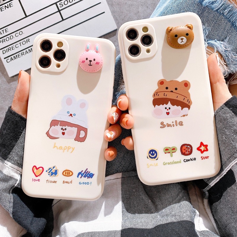 Ốp Lưng Silicon Màu Bảo Vệ Camera  Couple Happy