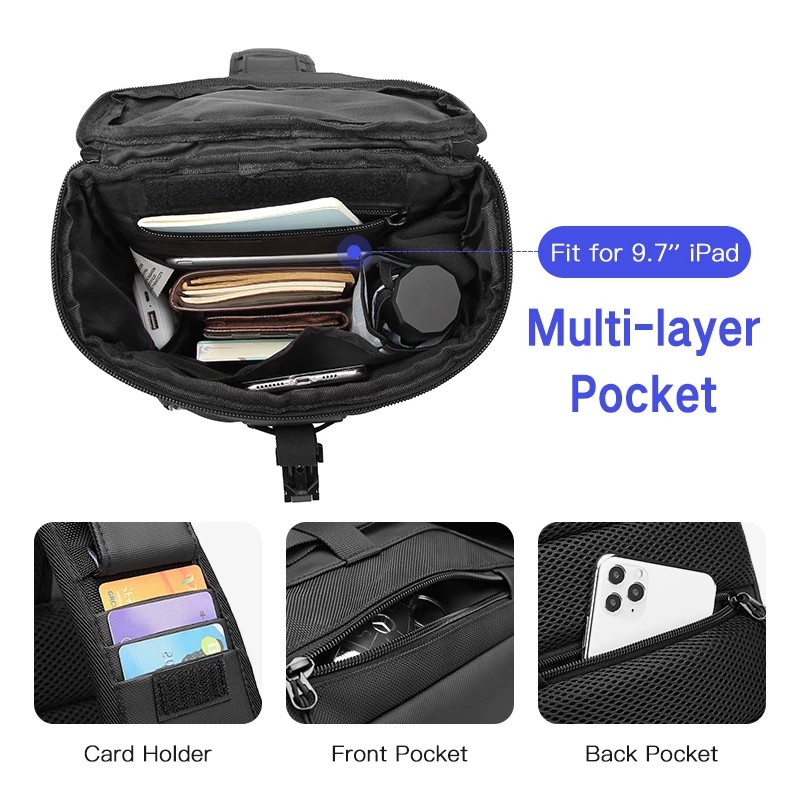 Túi đeo chéo OZUKO phong cách Hàn Quốc nhiều ngăn đa năng cho nam | BigBuy360 - bigbuy360.vn