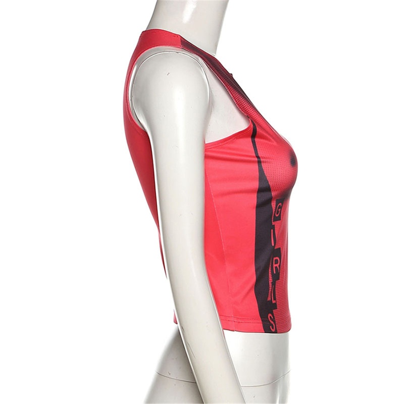 Áo Croptop Sát Nách Cổ Tròn Dáng Ôm In Họa Tiết Quyến Rũ Cho Nữ