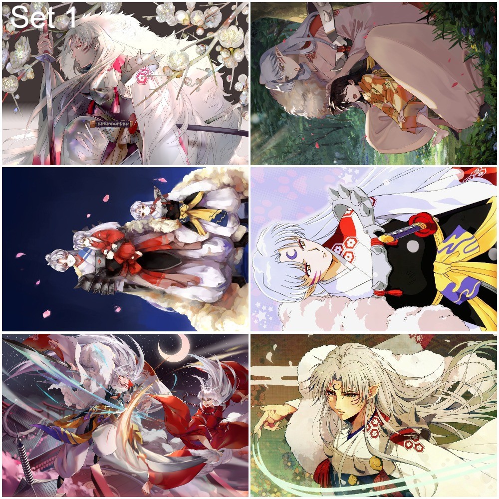 Bộ 6 Áp phích - Poster Anime  Inuyasha - Khuyển Dạ Xoa (bóc dán) - A3,A4,A5