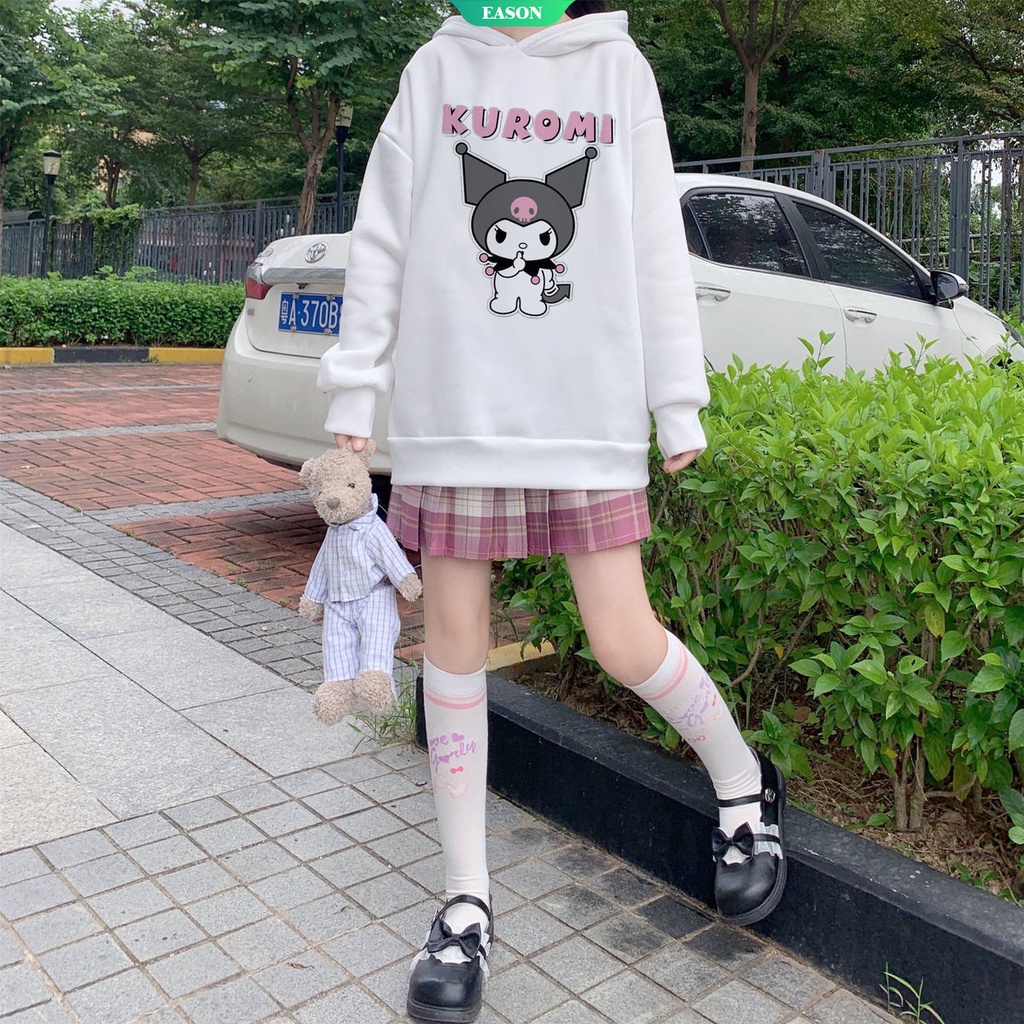 Áo Hoodie Dáng Rộng In Hình Sanrio Kuromi Dễ Thương Thời Trang Thu Đông Cho Nữ