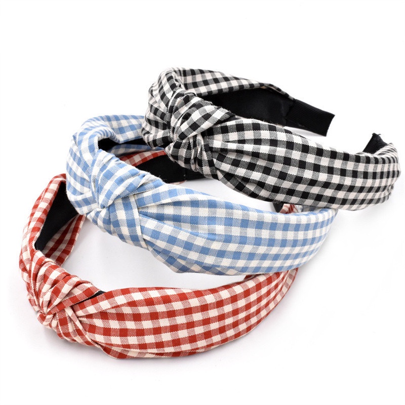 Băng đô cài tóc họa tiết caro phong cách cổ điển thời trang cho nữ