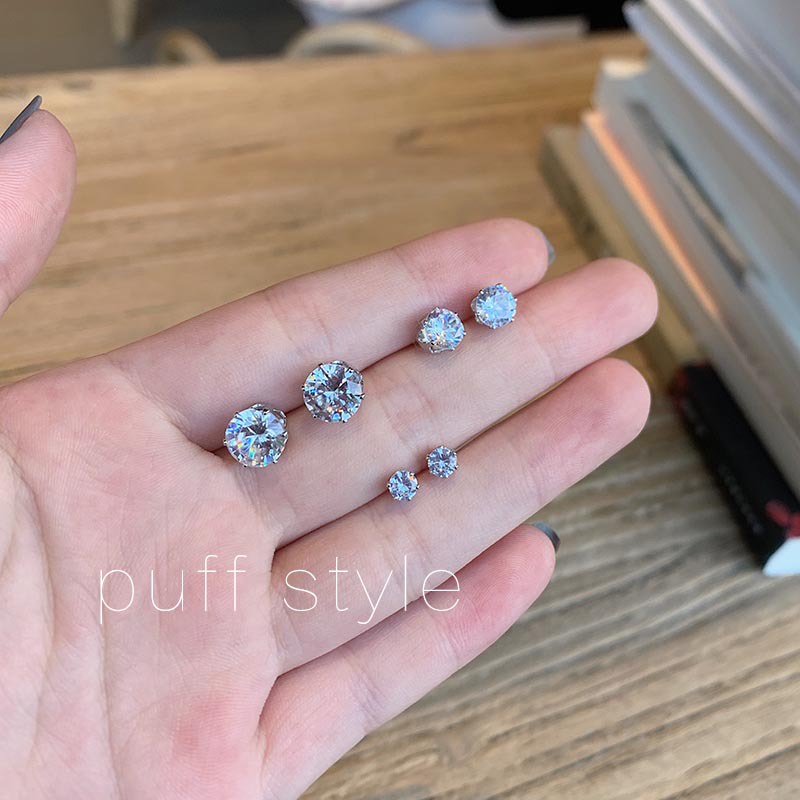 Bông Tai Đính Đá zircon Đơn Giản Phong Cách Hàn Quốc Cho Cặp Đôi