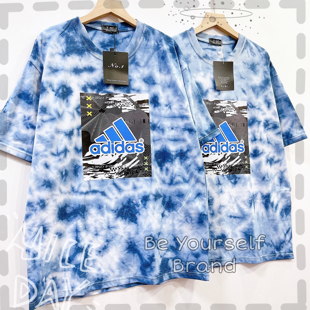 Áo loang tie dye unisex form rộng Tie Boutique nhiều hình - loang xanh dương đậm