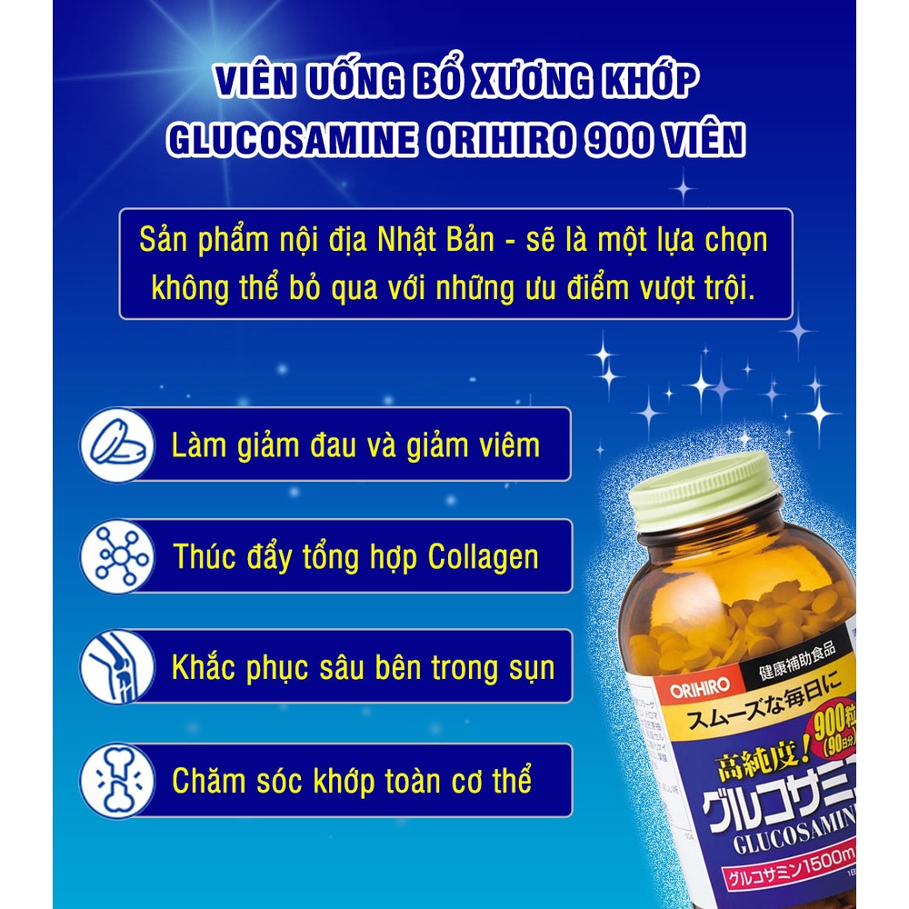 Viên xương khớp Glucosamine ORIHIRO Nhật Bản giảm đau xương khớp 950 viên, tăng cường sụn khớp, canxi, tránh loãng xương