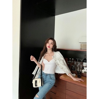 Oder áo dạ tweed hai màu đen-trắng