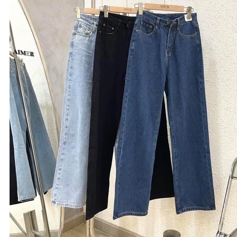 Quần Jeans Ống Rộng Nhà LOVI Vải Jeans Lưng Cao Dáng Suông Form Rộng Hack Dáng