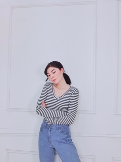 Áo thun body CỔ TIM - TAY DÀI