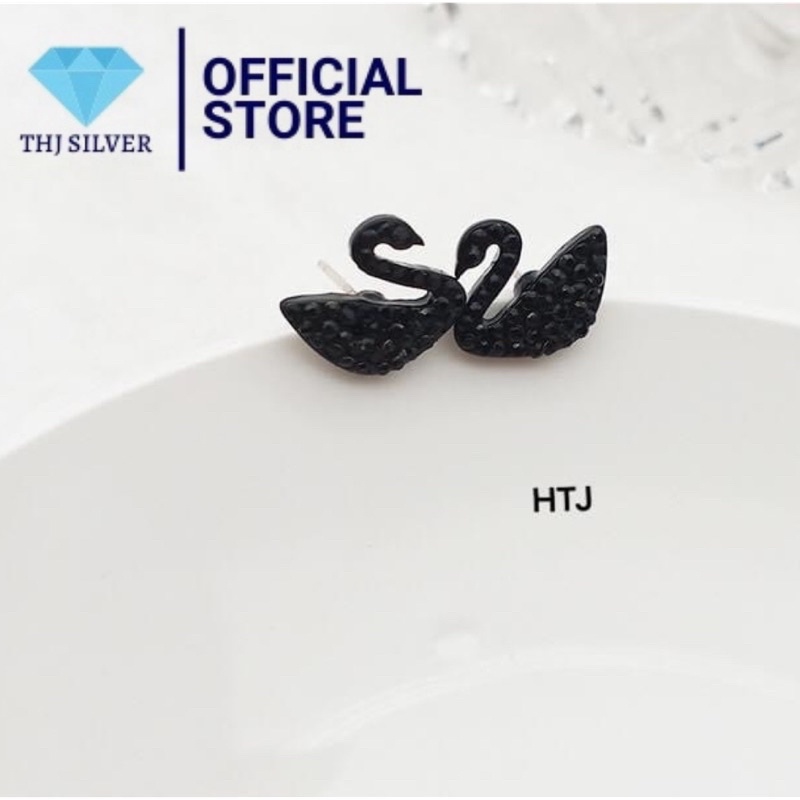 Bông tai thiên nga đen chuẩn bạc ta- THJ SLIVER