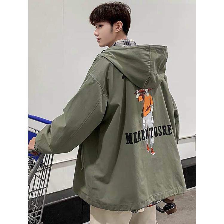 Áo Khoác Gió Nam Có Nón Chất Dù Hai Lớp Logo Thêu, Hình Lưng In Phong Cách Trẻ Trung Form Rộng Thoải Mái [NEW UNISEX]