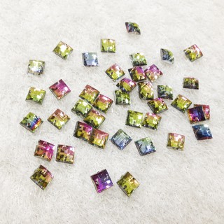 Hạt kết áo hình vuông size 8mm ánh 7 màu trang trí váy đầm sang trọng