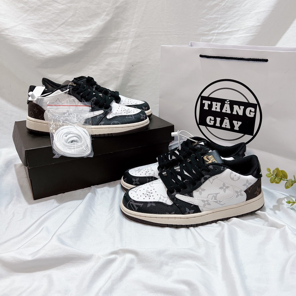 Giày Thể Thao Nam Nữ Ngô Thắng JD Thấp Travis Nâu Đen Trắng