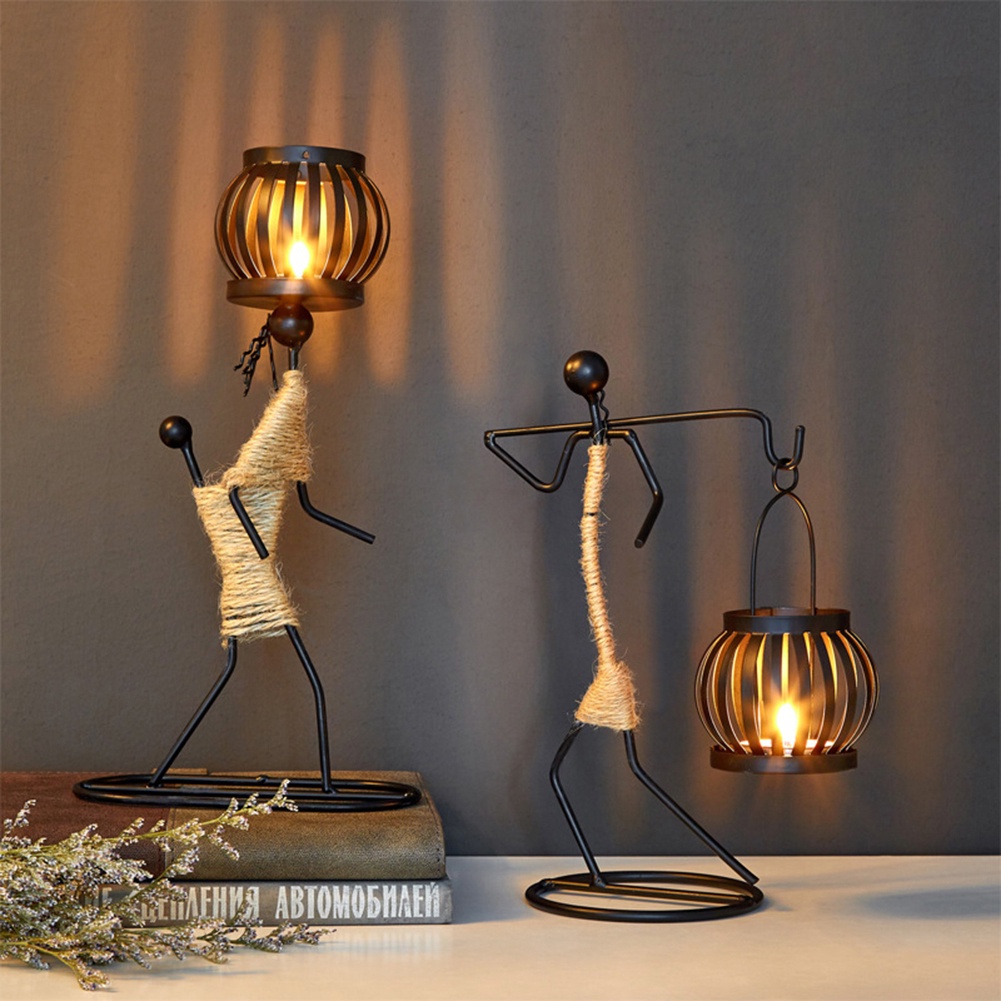 Đế đỡ đèn cầy phong cách trừu tượng Bắc Âu bằng sắt trang trí nhà ở/quán bar/nhà hàng