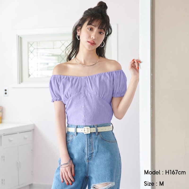 Áo pull nữ trễ vai siêu dễ thương của GU - Nhật