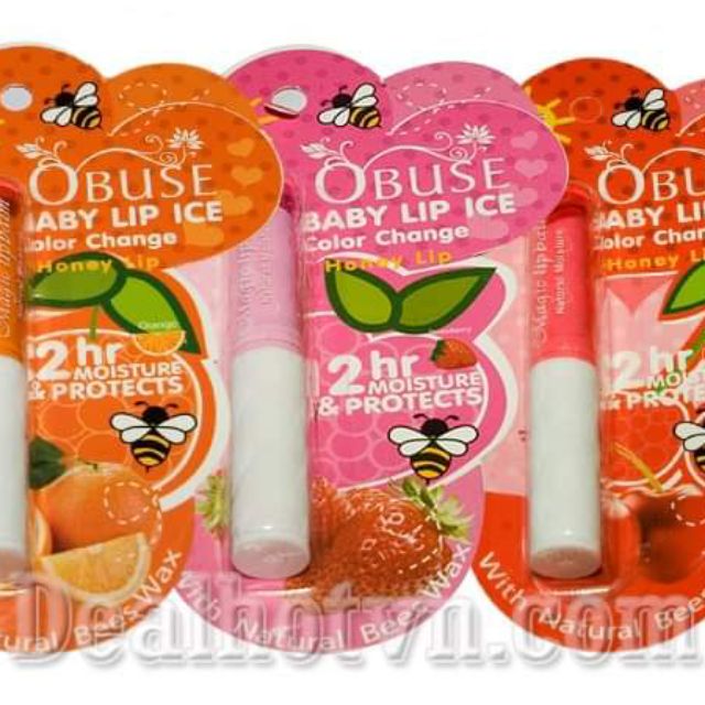- Son dưỡng môi Obuse Thái Lan hương trái cây.. Có 3 mùi: Cam, Dâu, Cherry- Giá sỉ: 49k