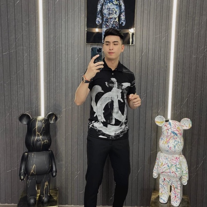 Áo thun nam polo ngắn tay giá rẻ mẫu mới in chữ 3D thời trang, vải cotton co giãn VBSHOP016