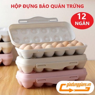 HỘP ĐỰNG TRỨNG (12 quả) Khay nhựa bảo quản trứng để tủ lạnh có nắp chống đổ (Mầu ngẫu nhiên) - giadunggiare