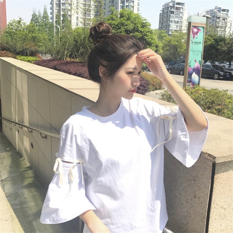 Áo Thun Tay Lửng Hở Vai Màu Sắc Trơn Phong Cách Hàn Quốc Thời Trang Mùa Hè Dành Cho Nữ