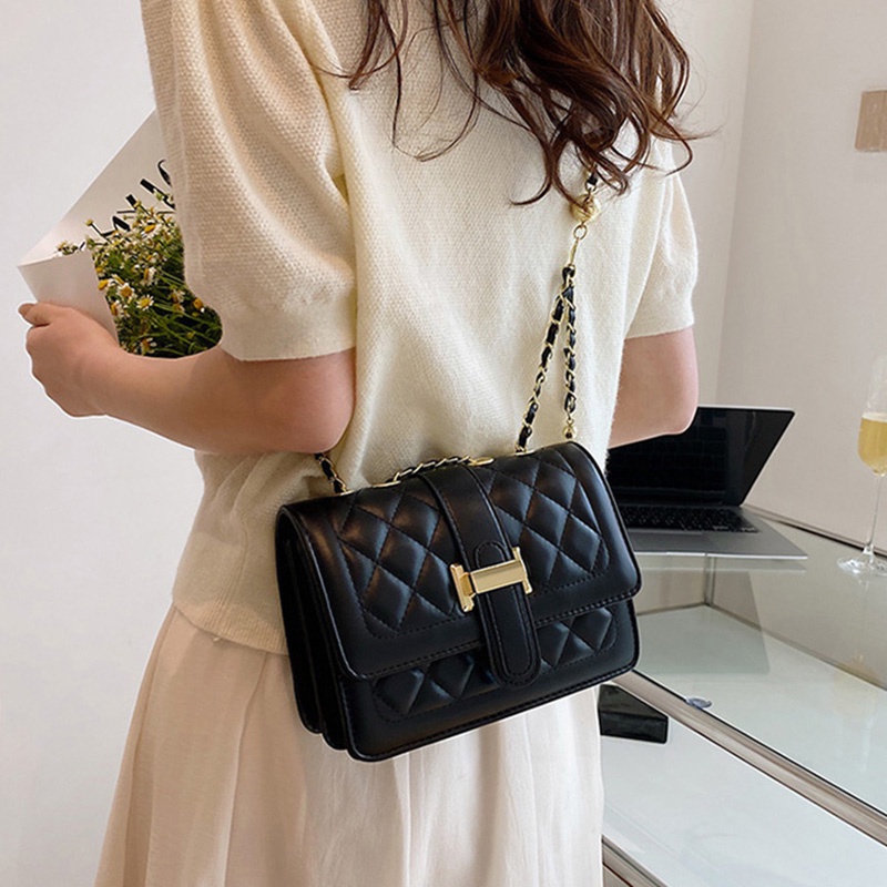 Túi đeo chéo vai IELGY có khóa họa tiết hình thoi phong cách Hàn Quốc thời trang cho nữ